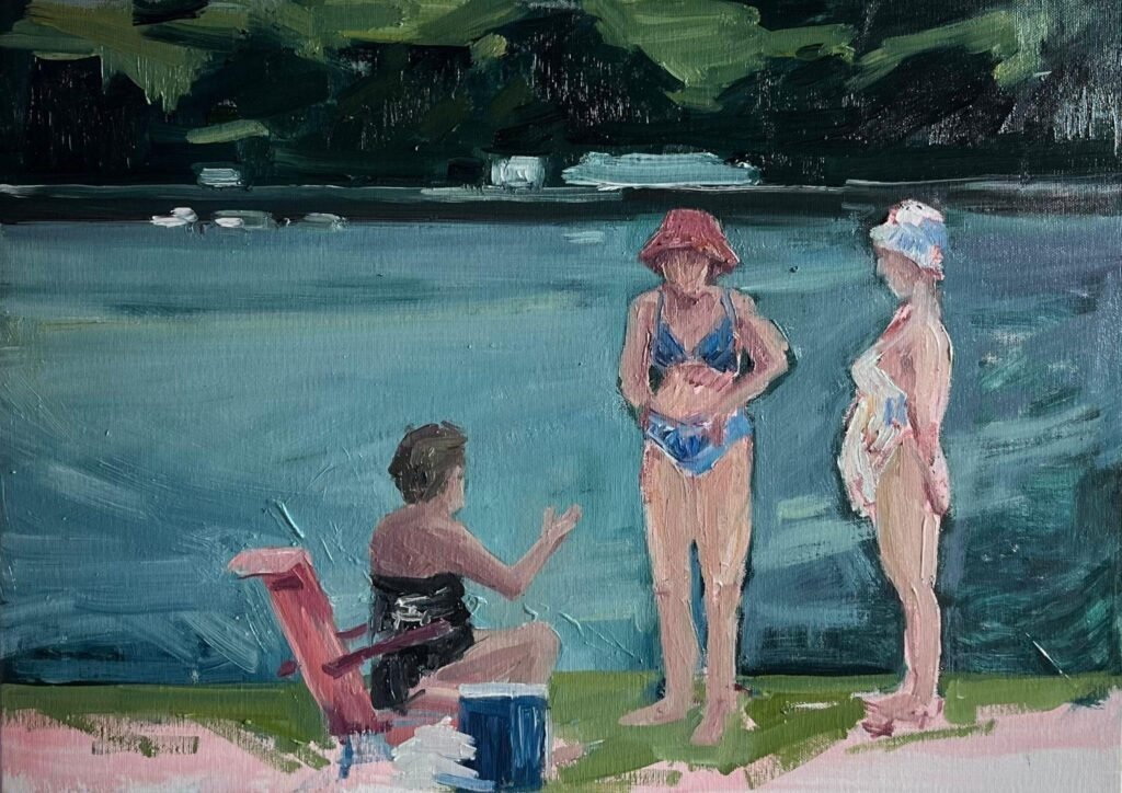 Cuadro "La tertulia" de la artista María Elisa Rivera Armada para la exposición "La Marina" de Ribadeo, España