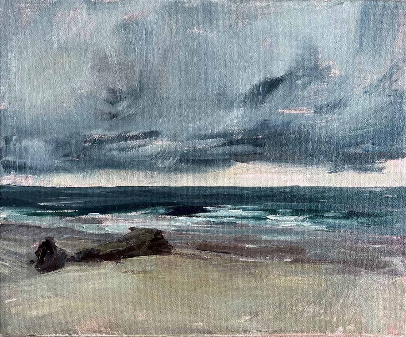 Cuadro "Tormenta en Lóngara" de la artista María Elisa Rivera Armada para la exposición "La Marina" de Ribadeo, España